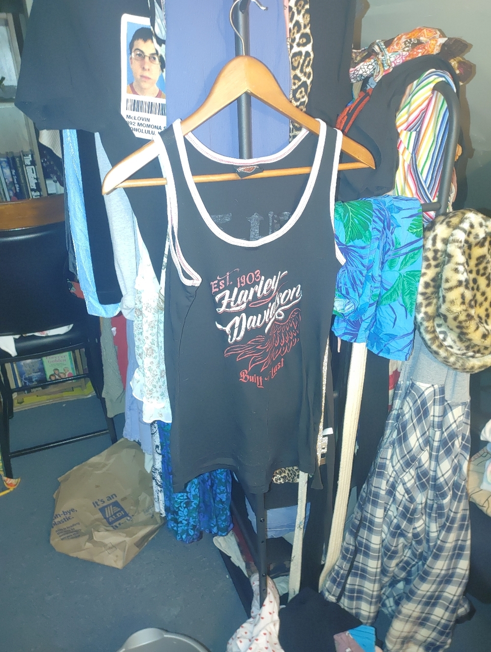 Harley-Davidson Black Tank Top with Pink Trim and Pink Graphic - Picture 4 of 5